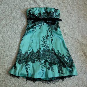 Pink Ice Shiny Teal Mint Strapless Dress